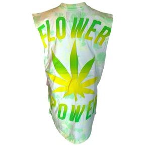 Spirit Jersey NWT men’s SZ small,‎ unisex lime green  tie dye FLOWER POWER tank